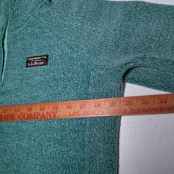 LL Bean Fleece Jacket Women S Green Tumbled Sherpa 1/4 Snap Up Gorpcore Outdoors - Picture 4 of 12